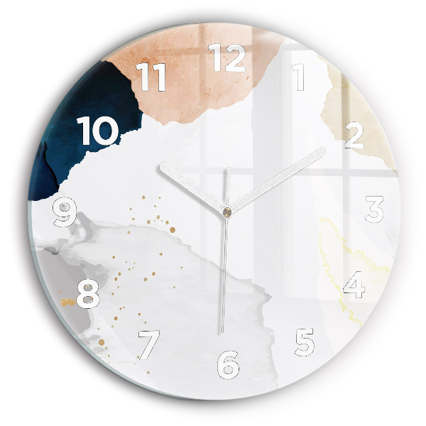 Round glass wall clock Abstraction spots