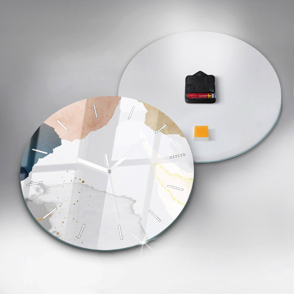 Round glass wall clock Abstraction spots