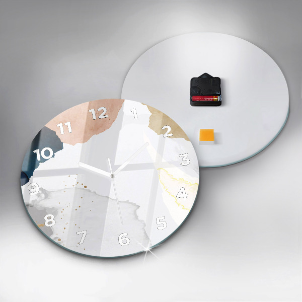 Round glass wall clock Abstraction spots