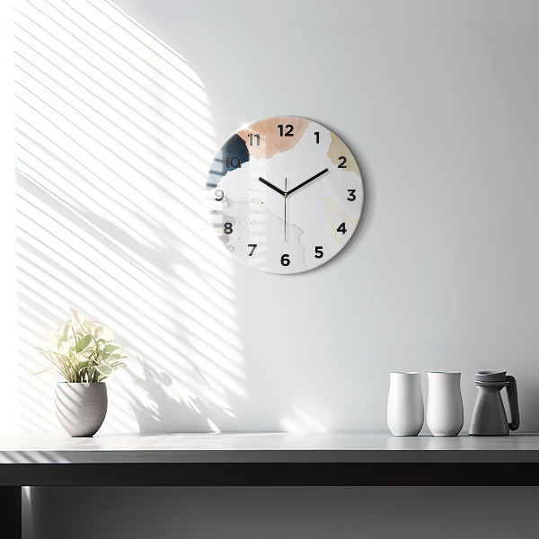Round glass wall clock Abstraction spots