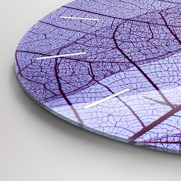 Round glass wall clock Leaves – nature