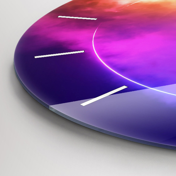 Round glass wall clock 3D smoke abstract