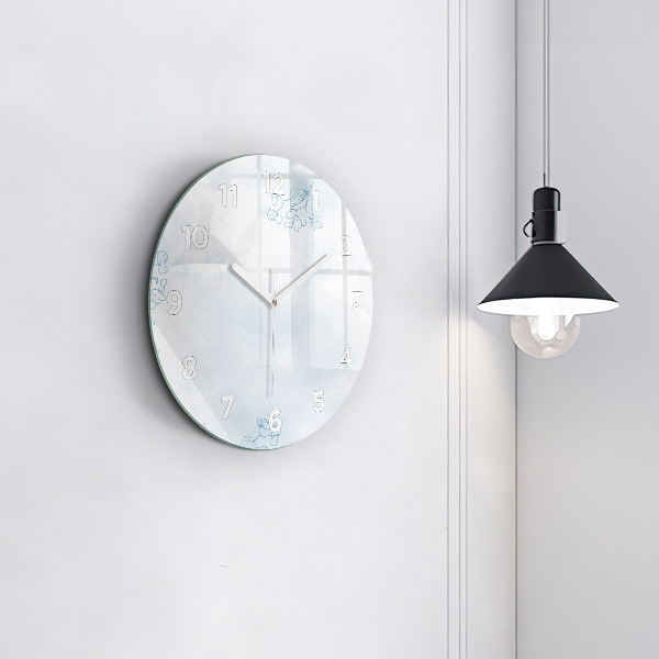 Round glass wall clock Sketch of plants