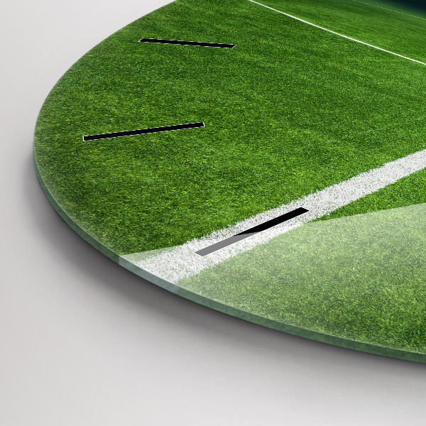 Round glass wall clock Football pitch