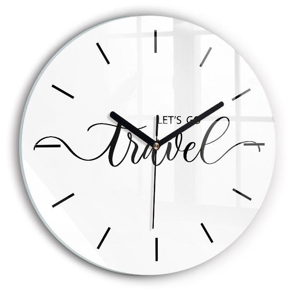 Round glass wall clock The inscription Travel