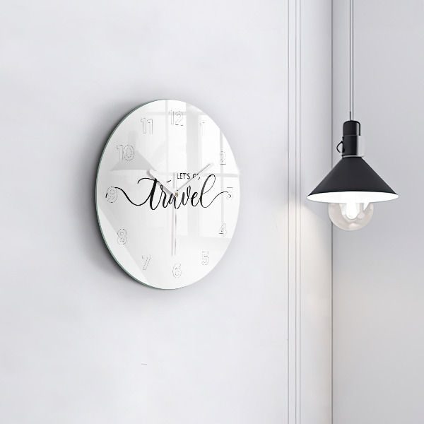 Round glass wall clock The inscription Travel