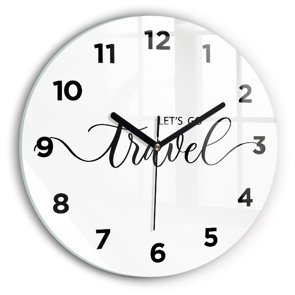 Round glass wall clock The inscription Travel