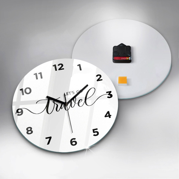 Round glass wall clock The inscription Travel