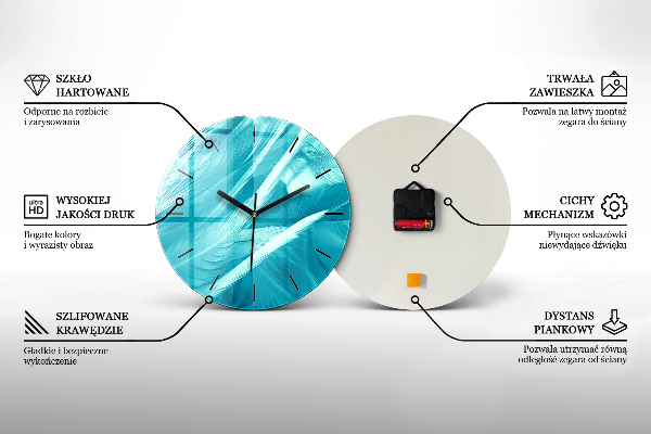 Round glass wall clock Mountains and field