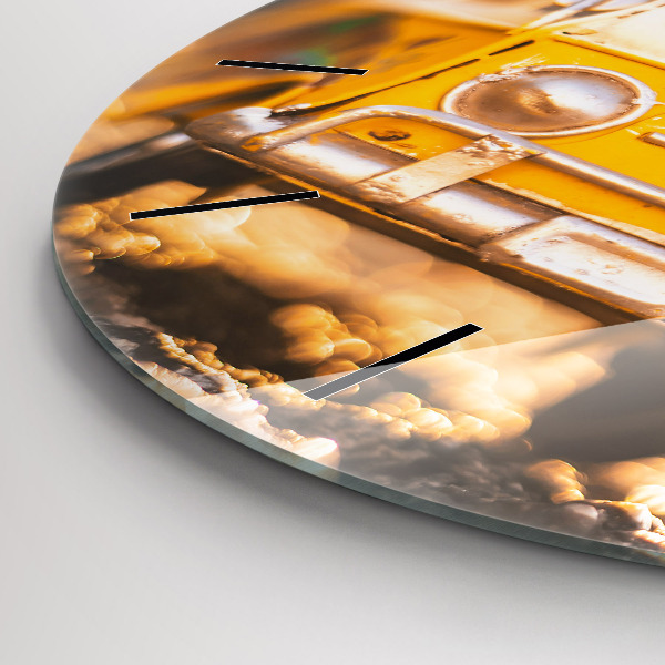 Round glass wall clock Car on vacation