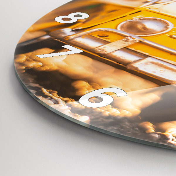 Round glass wall clock Car on vacation