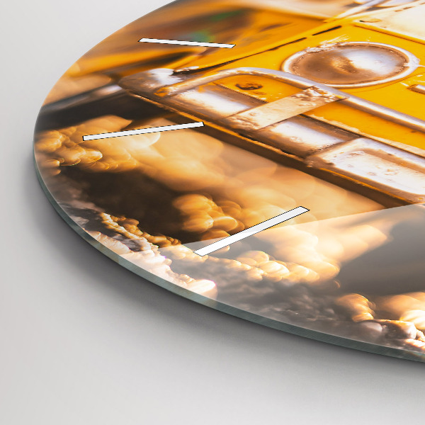 Round glass wall clock Car on vacation