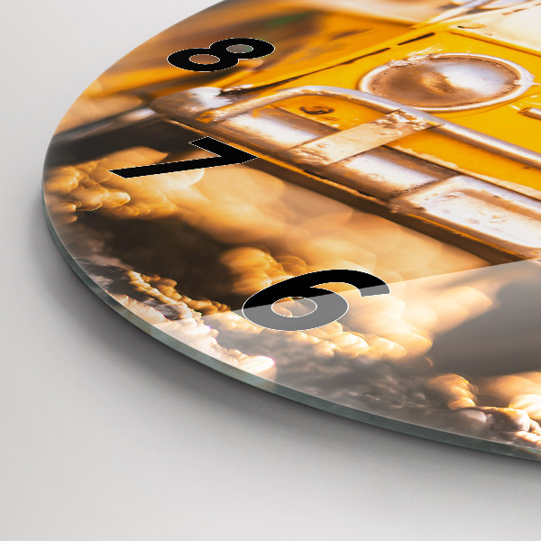 Round glass wall clock Car on vacation