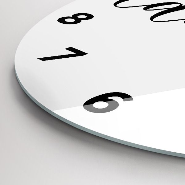 Round glass wall clock Adventure inscription