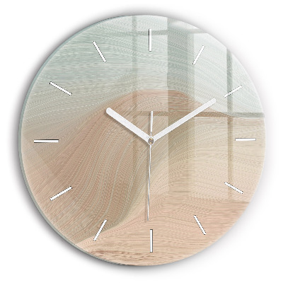 Round glass wall clock Wave abstraction