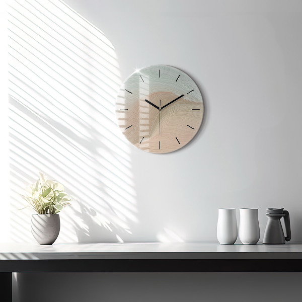 Round glass wall clock Wave abstraction