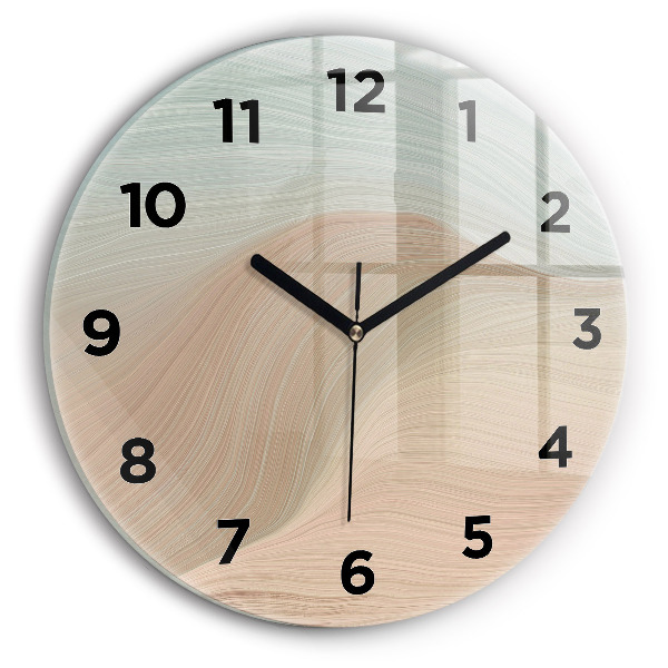 Round glass wall clock Wave abstraction