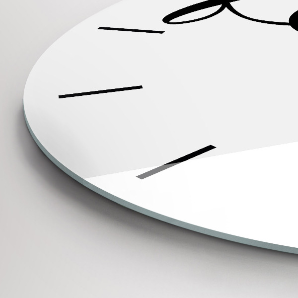 Round glass wall clock Family inscription and heart