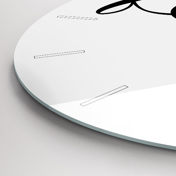 Round glass wall clock Family inscription and heart