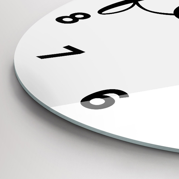 Round glass wall clock Family inscription and heart