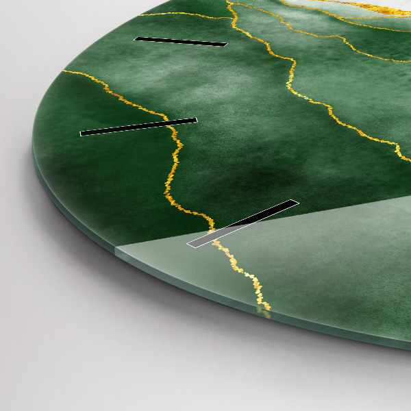 Round glass wall clock Abstraction leaves