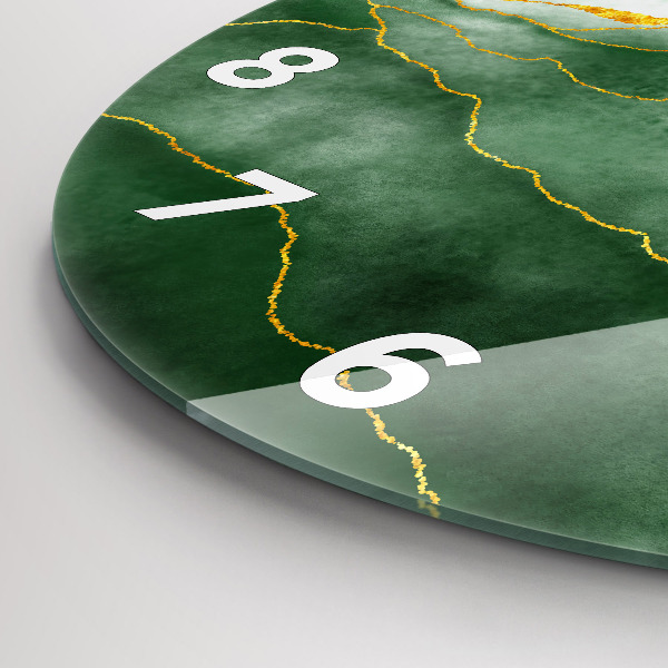 Round glass wall clock Abstraction leaves