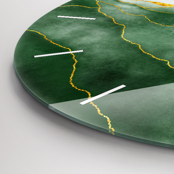 Round glass wall clock Abstraction leaves