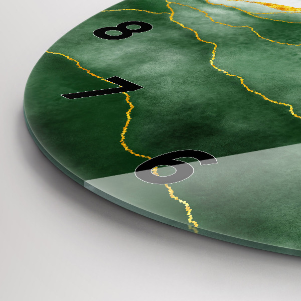 Round glass wall clock Abstraction leaves