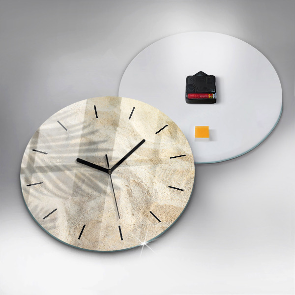 Round glass wall clock Palm tree shadow sand