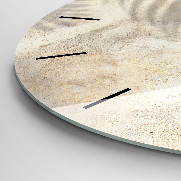 Round glass wall clock Palm tree shadow sand