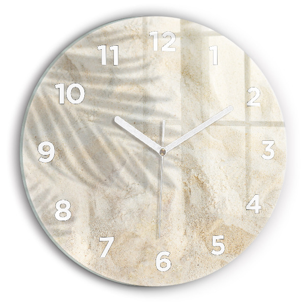Round glass wall clock Palm tree shadow sand