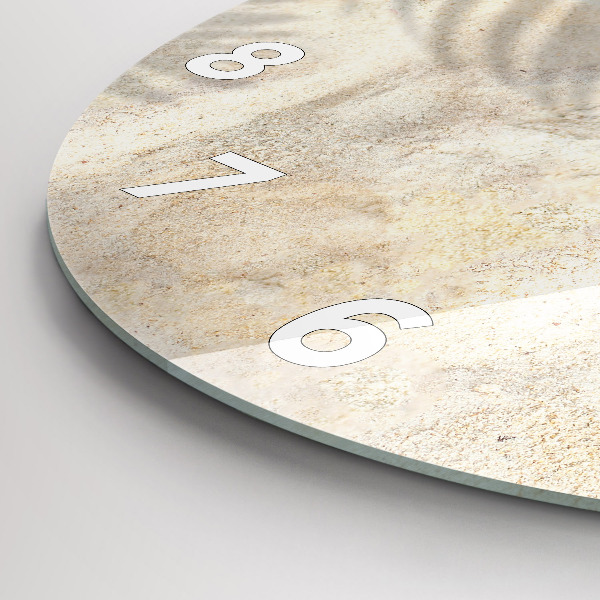 Round glass wall clock Palm tree shadow sand