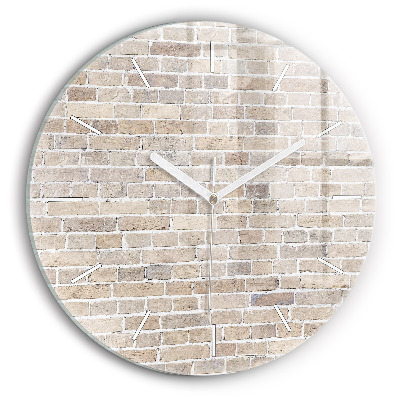 Round glass wall clock Brick wall