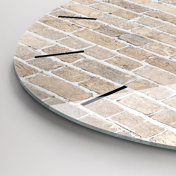Round glass wall clock Brick wall