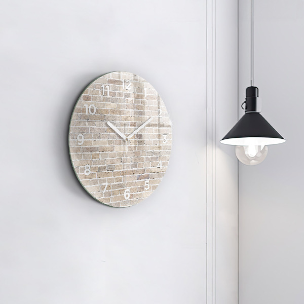 Round glass wall clock Brick wall
