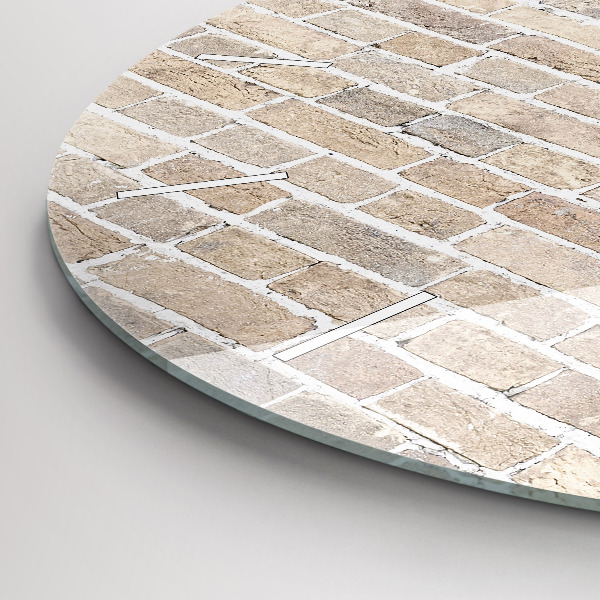 Round glass wall clock Brick wall
