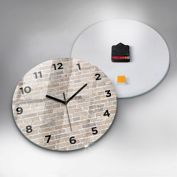 Round glass wall clock Brick wall
