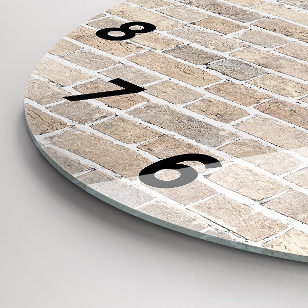 Round glass wall clock Brick wall