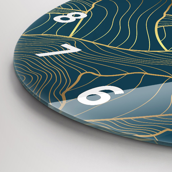 Round glass wall clock Sketch of the mountains