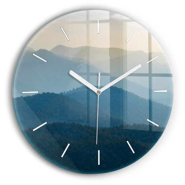 Round glass wall clock Abstract Mountain Landscape