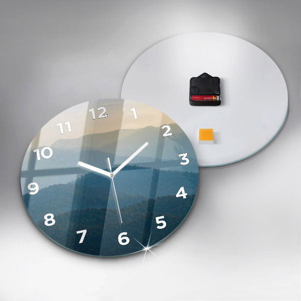 Round glass wall clock Abstract Mountain Landscape