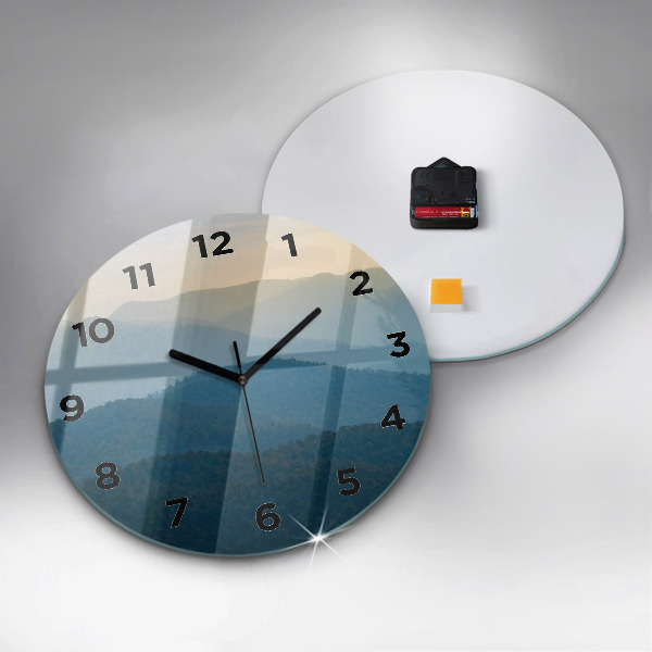 Round glass wall clock Abstract Mountain Landscape