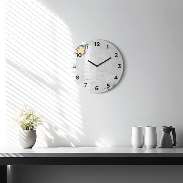Round glass wall clock Minimalist olives