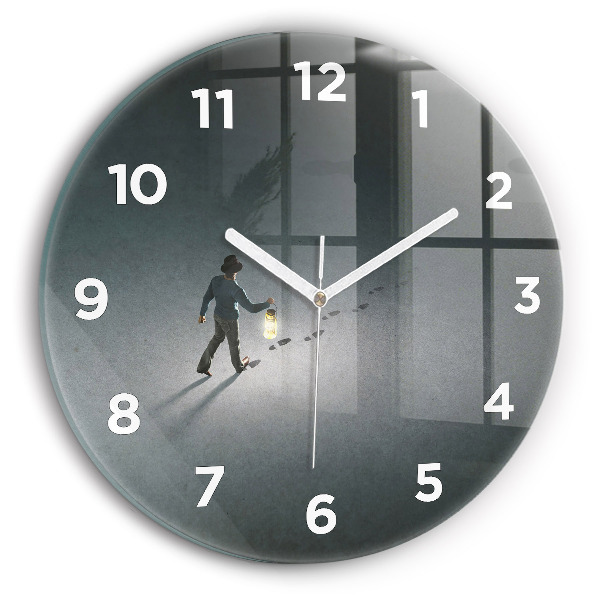 Round glass wall clock Wanderer in the Dark