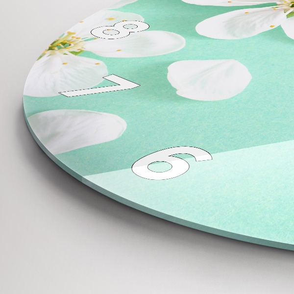 Round glass wall clock Blooming apple blossoms