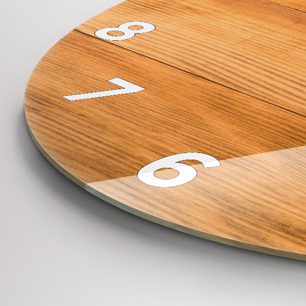Round glass wall clock Wooden boards