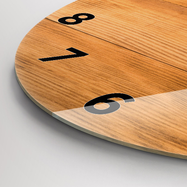 Round glass wall clock Wooden boards