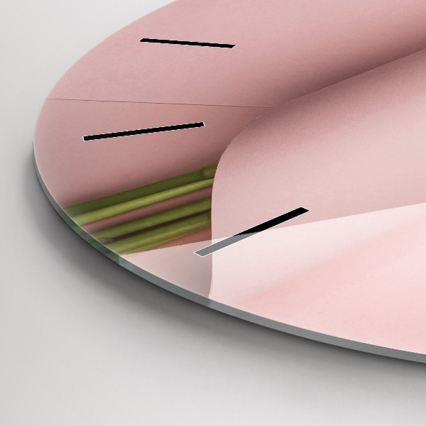 Round glass wall clock Tulip flower bouquet