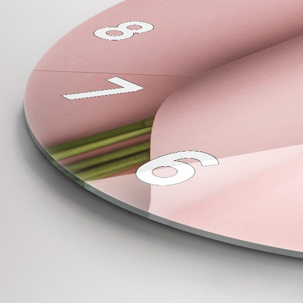 Round glass wall clock Tulip flower bouquet