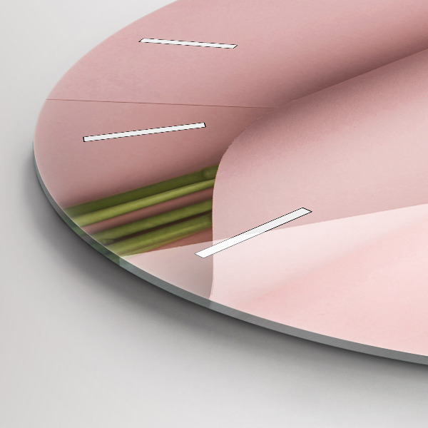 Round glass wall clock Tulip flower bouquet